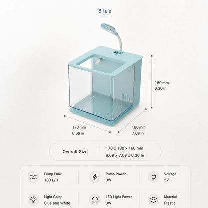 Kit de Acuario de Sobremesa KSY 💡 – Luz LED y Bomba de Agua, para Betta y Peces Pequeños