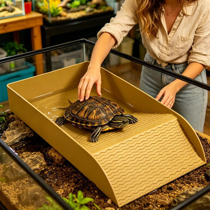 Bandeja de Remojo para Reptiles con Rampa - Cuenco de Baño para Dragón Barbudo, Tortuga, Lagarto y Gecko