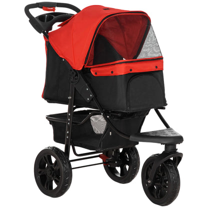 Carrito Plegable de 3 Ruedas 🐕 – Paseo Cómodo para Perros (PawHut)