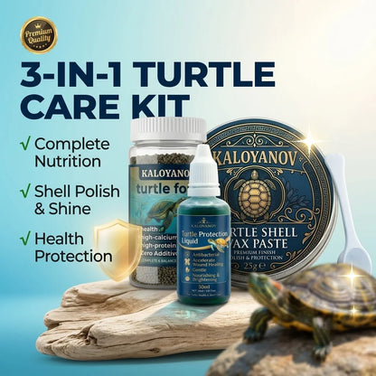 Kit Premium de Cuidado para Tortugas 🐢 – Cera Pulidora, Acondicionador de Agua y Alimento en Copos