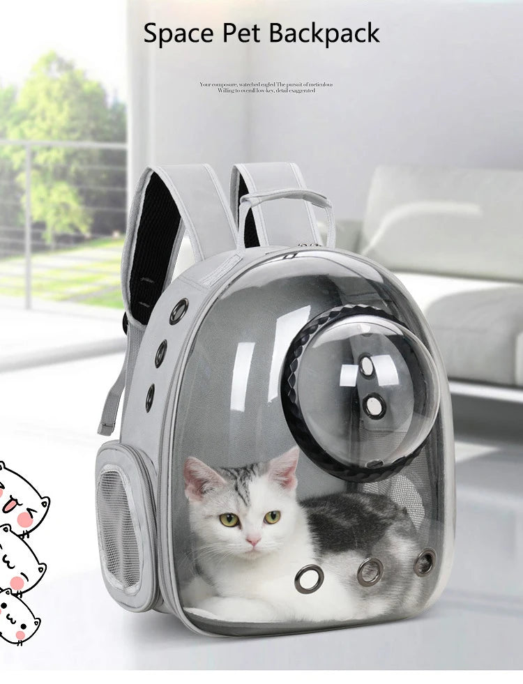 Mochila Cápsula Transparente para Gatos - Espacio Panorámico, Transpirable