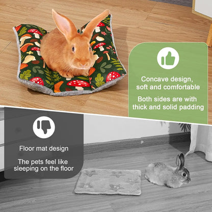 Cama Reversible Acolchada 🐰 – Cojín Lavable Doble Cara de Peluche para Conejos