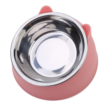 Cuenco de Acero Inoxidable Antideslizante 🥣 – Bowl Elevado 15° con Protección Cervical