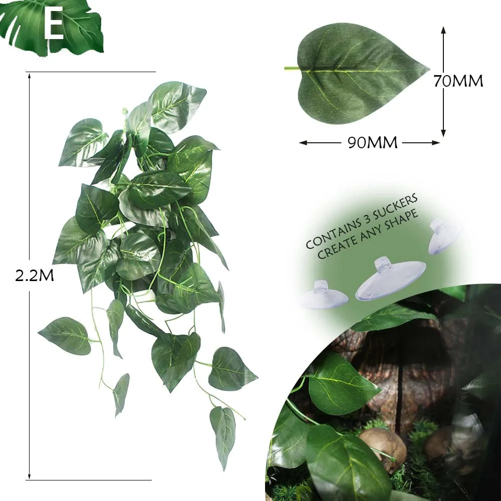 Planta Decorativa para Reptiles con Ventosa - Decoración de Terrario para Serpientes, Lagartos y Anfibios