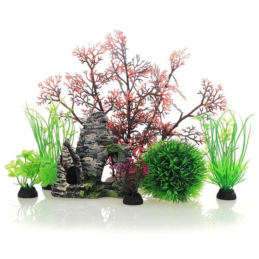 Plantas Artificiales para Acuario - Decoración de Algas y Hierba Acuática