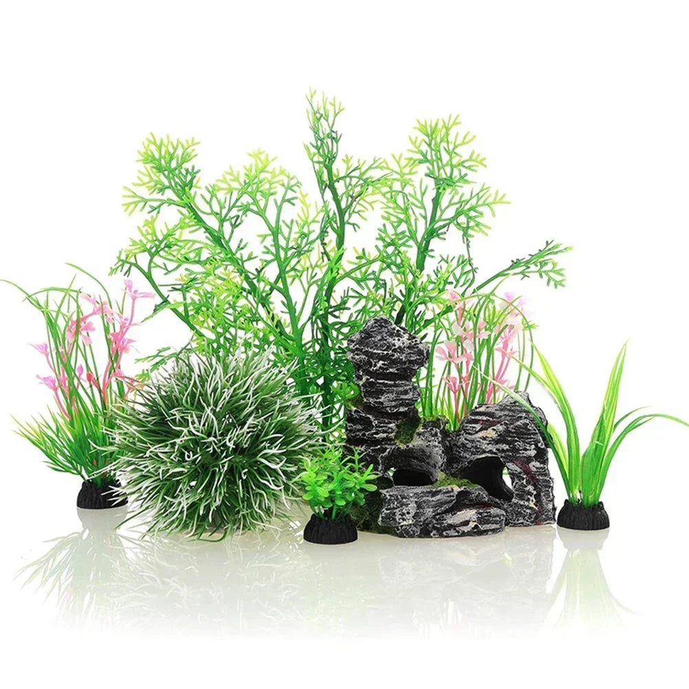 Plantas Artificiales para Acuario - Decoración de Algas y Hierba Acuática