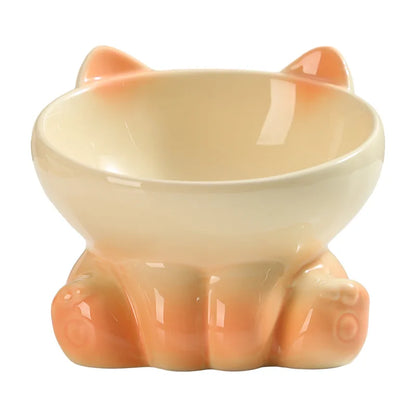Cuenco de Cerámica Degradado 🎨 – Bowl Alto con Boca Inclinada para Gatos
