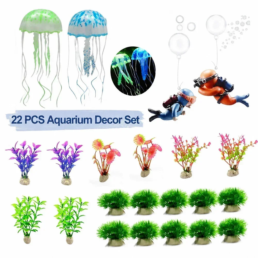 Plantas Artificiales para Acuario - Decoración de Algas y Hierba Acuática