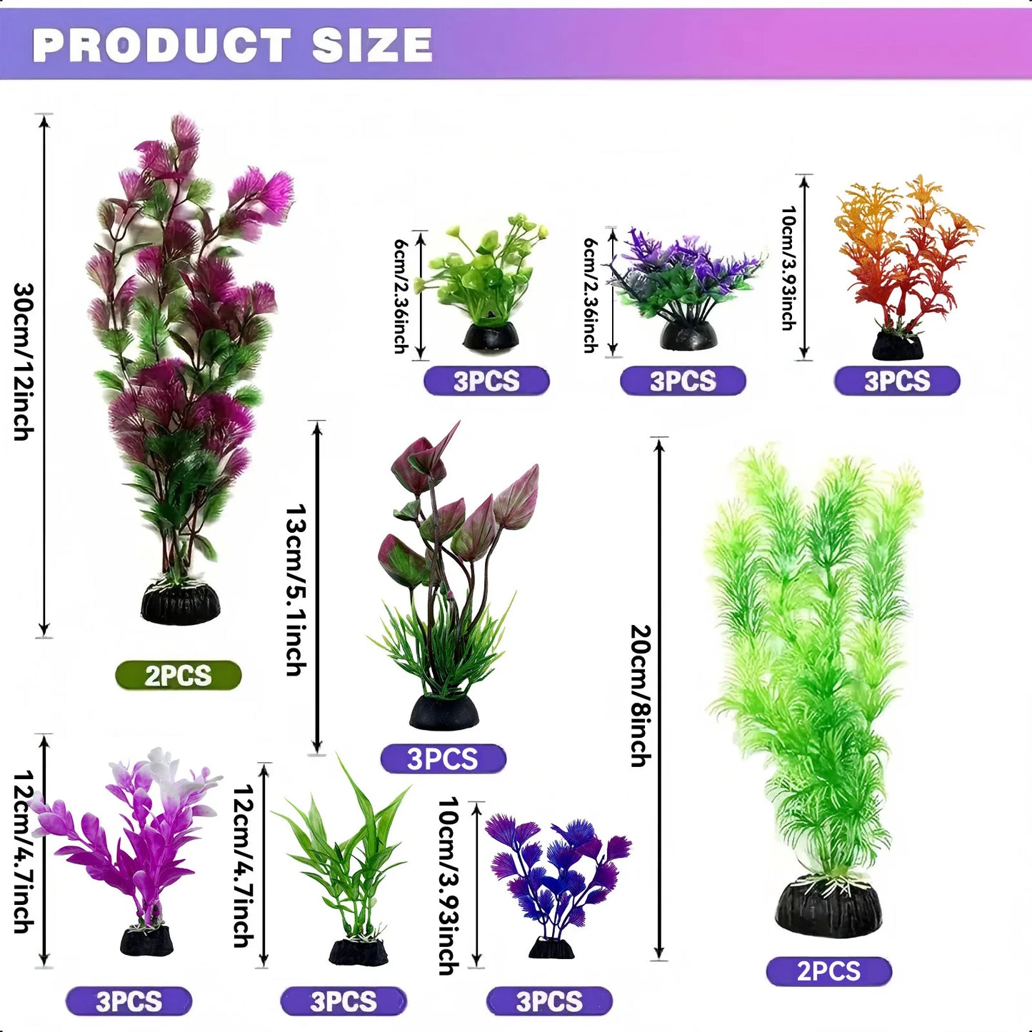 25/26 Uds. Plantas Artificiales para Acuario - Decoración de Hierbas Acuáticas
