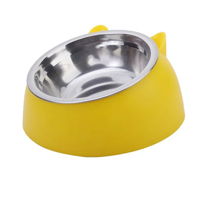 Cuenco de Acero Inoxidable Antideslizante 🥣 – Bowl Elevado 15° con Protección Cervical