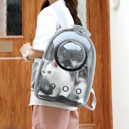 Mochila Cápsula Transparente 🚀 – Espacio Panorámico y Transpirable para Gatos