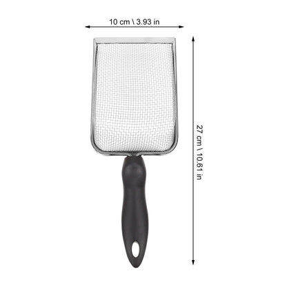 Pala Filtradora de Acero Inoxidable para Sustrato de Terrario - Mango Ergonómico para Reptiles