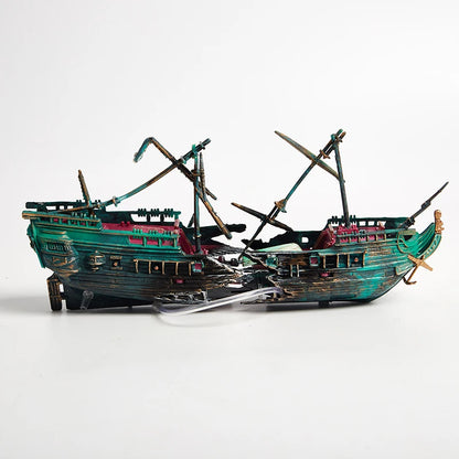 Barco Pirata Naufragado ⚓ – Decoración de Resina para Acuario