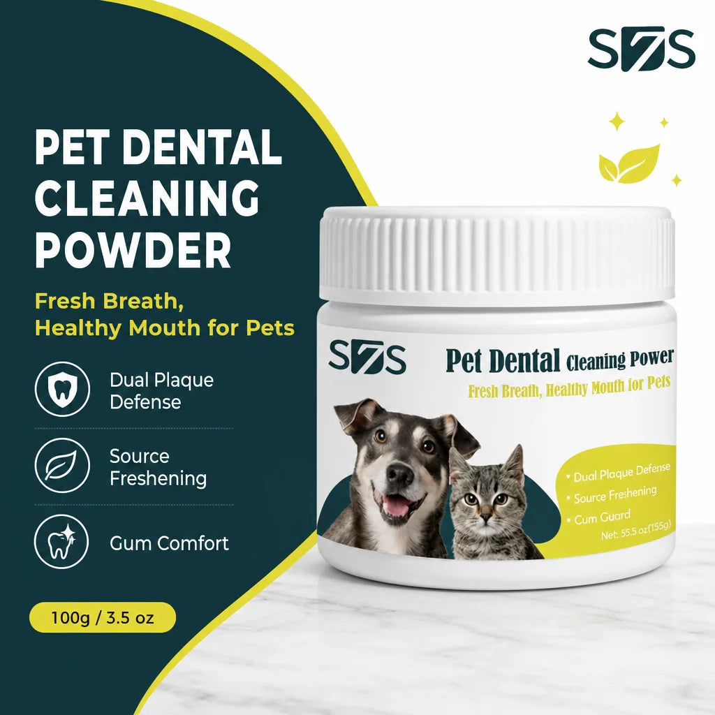 Polvo Dental Natural para Mascotas - Limpieza Dental, Elimina Placa y Sarro, Frescor Bucal para Perros y Gatos