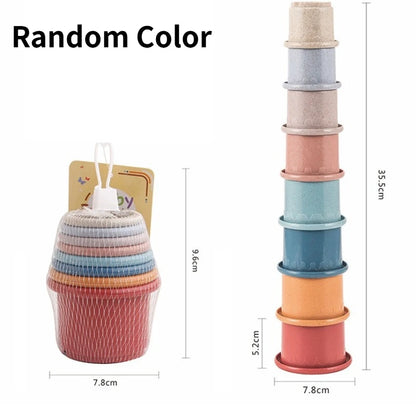 Set de 8 Cubiletes Apilables 🌈 – Juguete Puzzle de Colores para Conejos