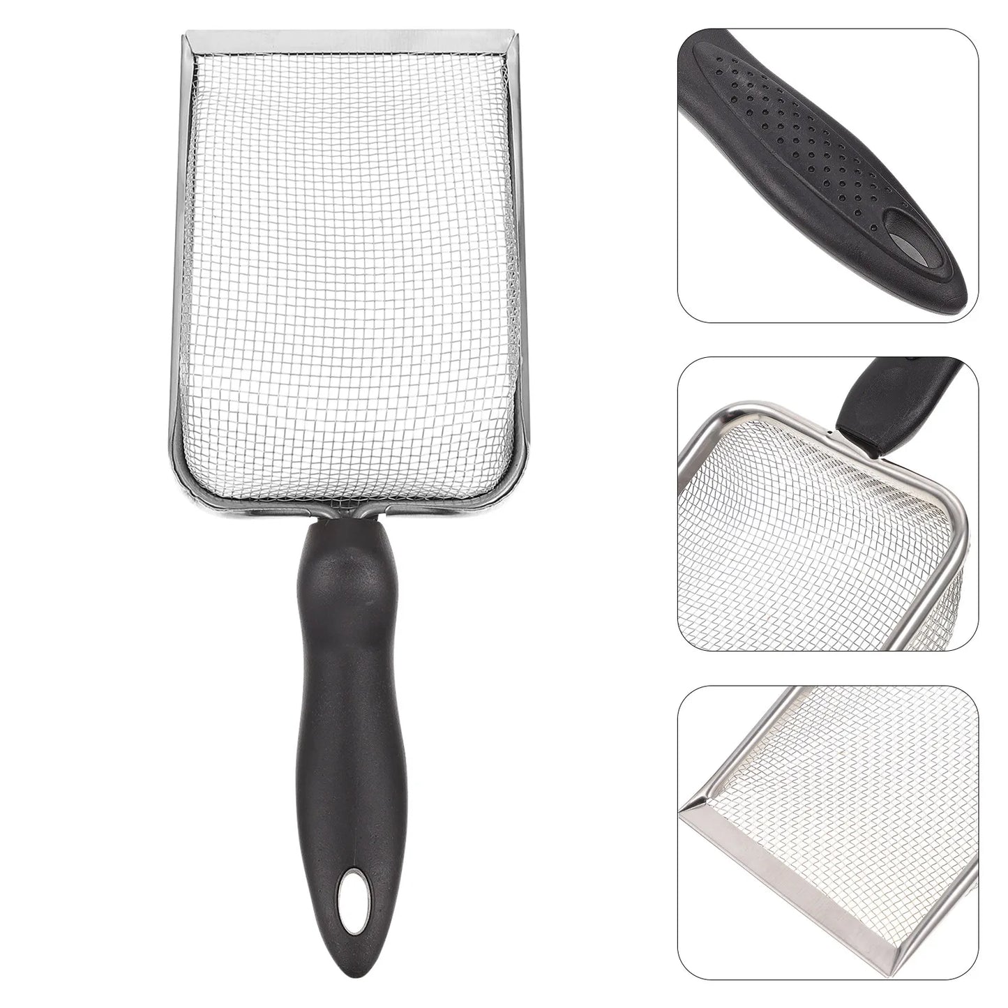 Pala Filtradora de Acero Inoxidable para Sustrato de Terrario - Mango Ergonómico para Reptiles