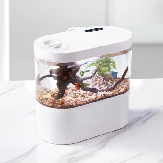 Acuario Creativo de Sobremesa 💡 – Filtración Biológica y Luz LED para Betta