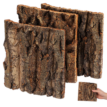 4 Piezas de Corteza de Corcho Segura 🌳 – Decoración de Fondo para Terrario de Lagartos y Geckos