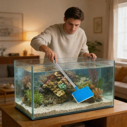 Rasqueta de Algas para Acuario con Mango Largo Ajustable - Antioxidante para Peceras de Tortugas y Reptiles