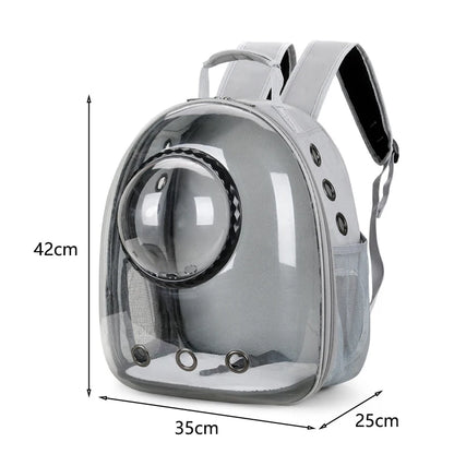 Mochila Cápsula Transparente 🚀 – Espacio Panorámico y Transpirable para Gatos