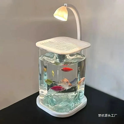 Pecera de Cristal Ultra Transparente 🐠 – Acuario de Sobremesa Minimalista para Betta