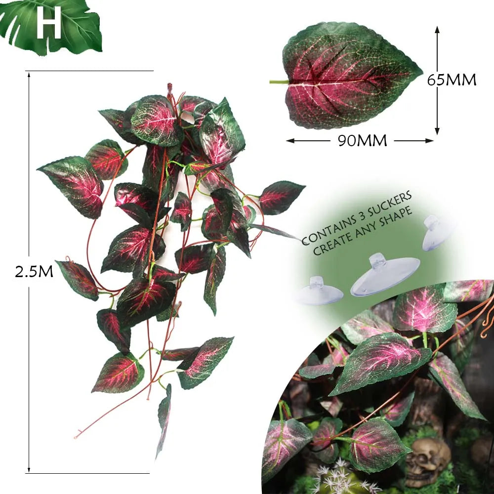 Planta Decorativa para Reptiles con Ventosa - Decoración de Terrario para Serpientes, Lagartos y Anfibios