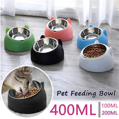 Cuenco de Acero Inoxidable Antideslizante 🥣 – Bowl Elevado 15° con Protección Cervical