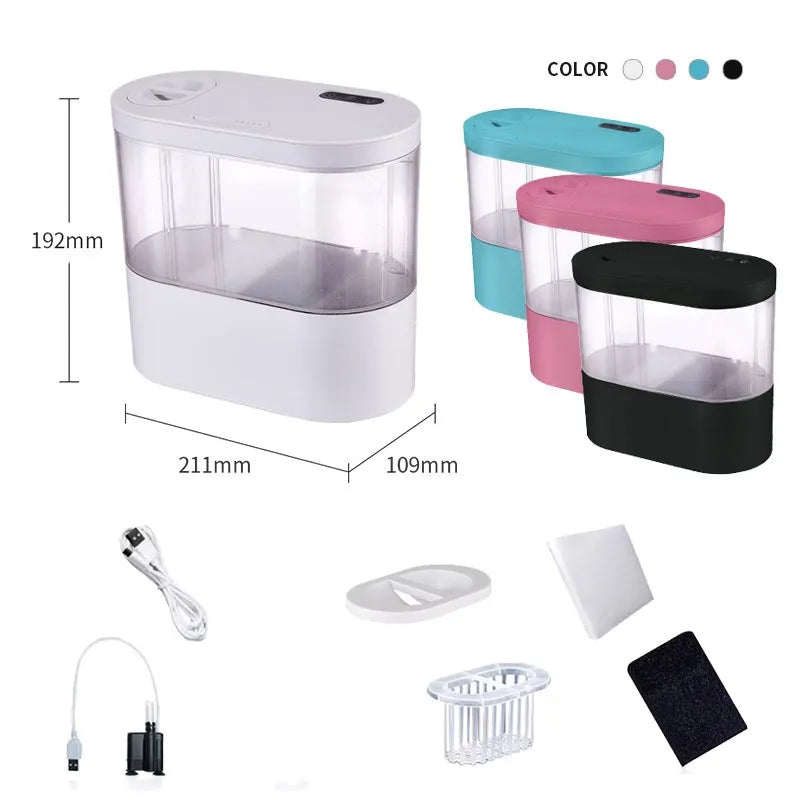 Acuario Creativo de Sobremesa con Filtración Biológica y Luz LED - Pecera Ecológica para Betta