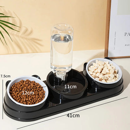 Comedero Elevado 3 en 1 🐱 – Bowl a 15° con Dispensador de Agua Automático