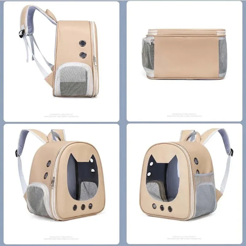 Mochila Transparente Plegable para Gatos y Perros Pequeños - Transporte Cómodo