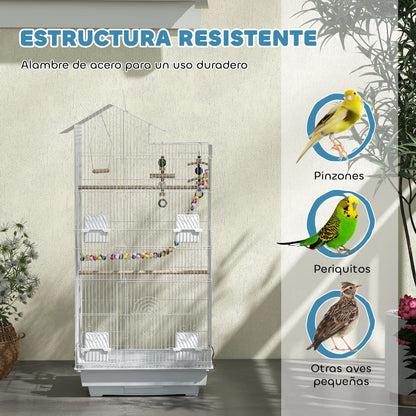 Pawhut Pajarera 🕊️ – Múltiples Puertas, Comederos, Perchas y Columpio (46x36x100 cm)