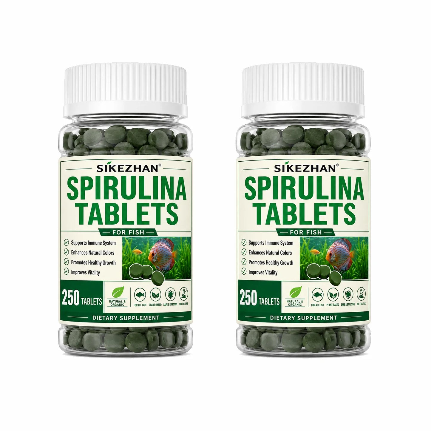 Tabletas de Espirulina de Alta Pureza (1000 uds) - Alimento para Peces y Camarón Cristal Rojo