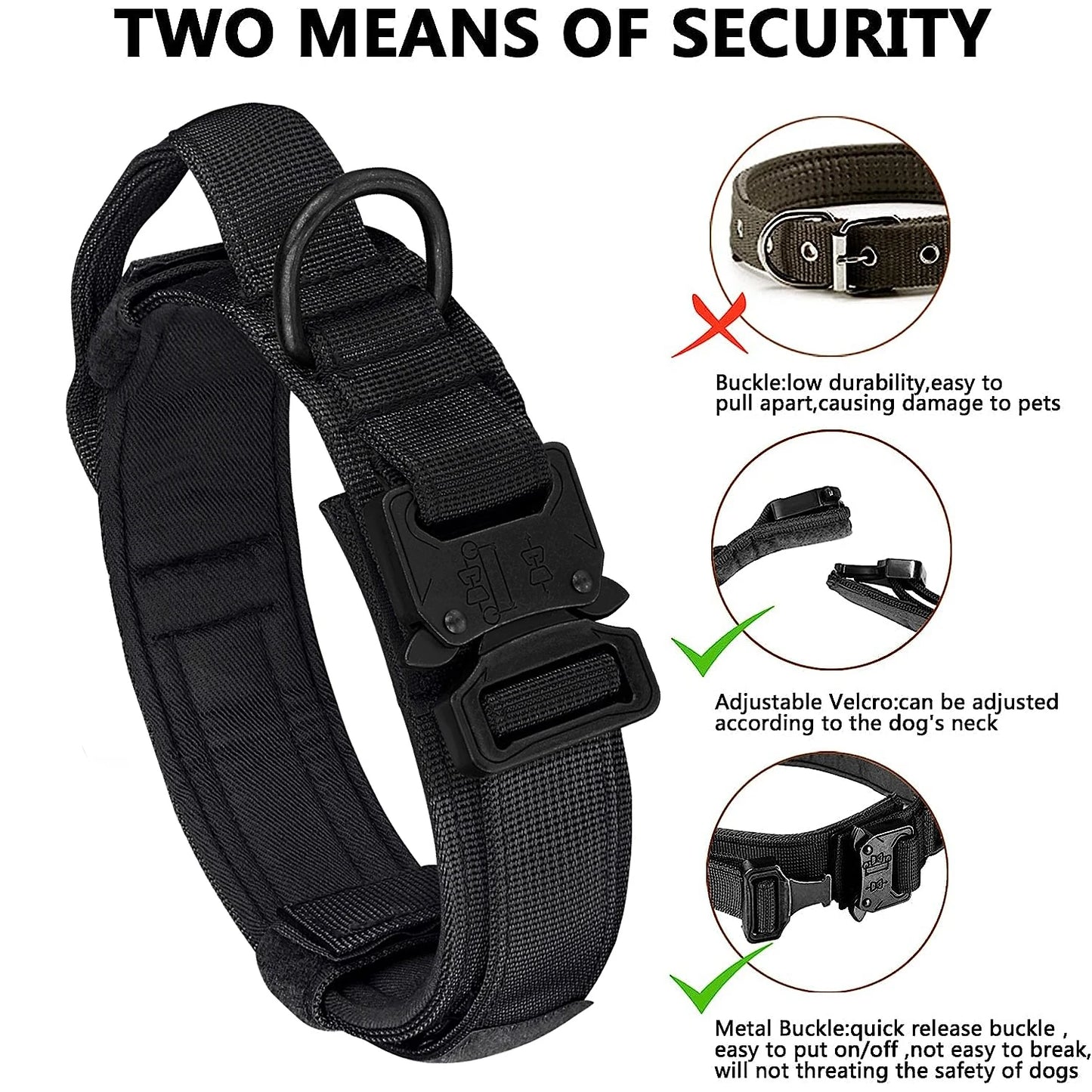 Set Táctico de Collar y Correa Militar para Perros - Resistente con Asa