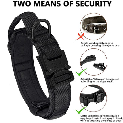 Set Táctico Militar 🎖️ – Collar y Correa Resistente con Asa para Perros