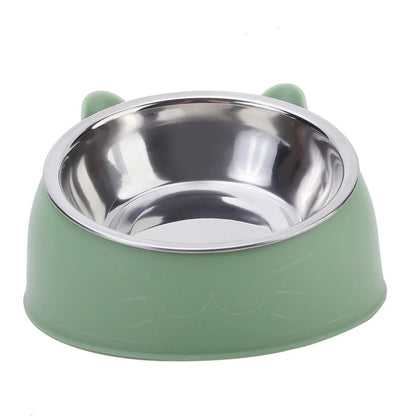 Cuenco de Acero Inoxidable Antideslizante 🥣 – Bowl Elevado 15° con Protección Cervical
