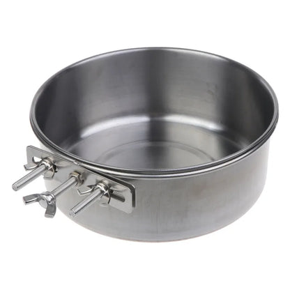 Cuenco Colgante de Acero Inoxidable 🥣 – Comedero y Bebedero para Jaulas de Gatos y Perros Pequeños