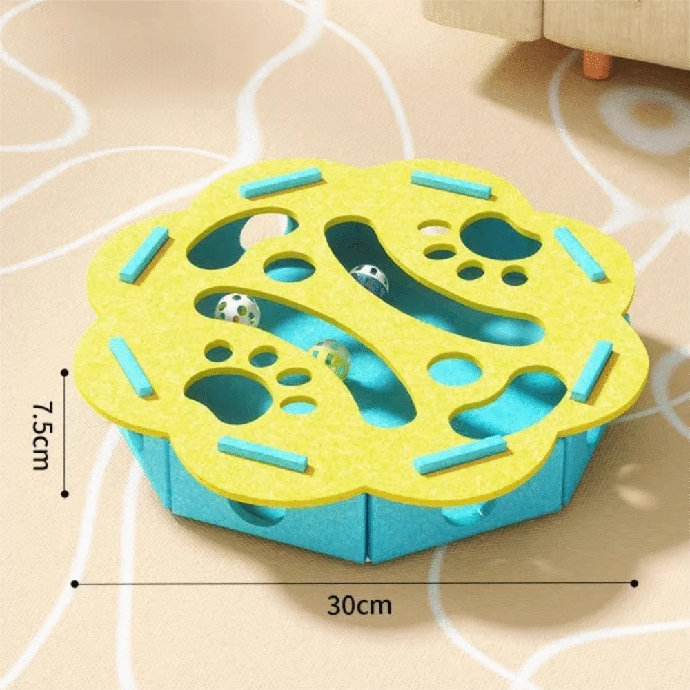 Caja Puzzle de Fieltro para Gatos - Rascador Interactivo con Pelotas