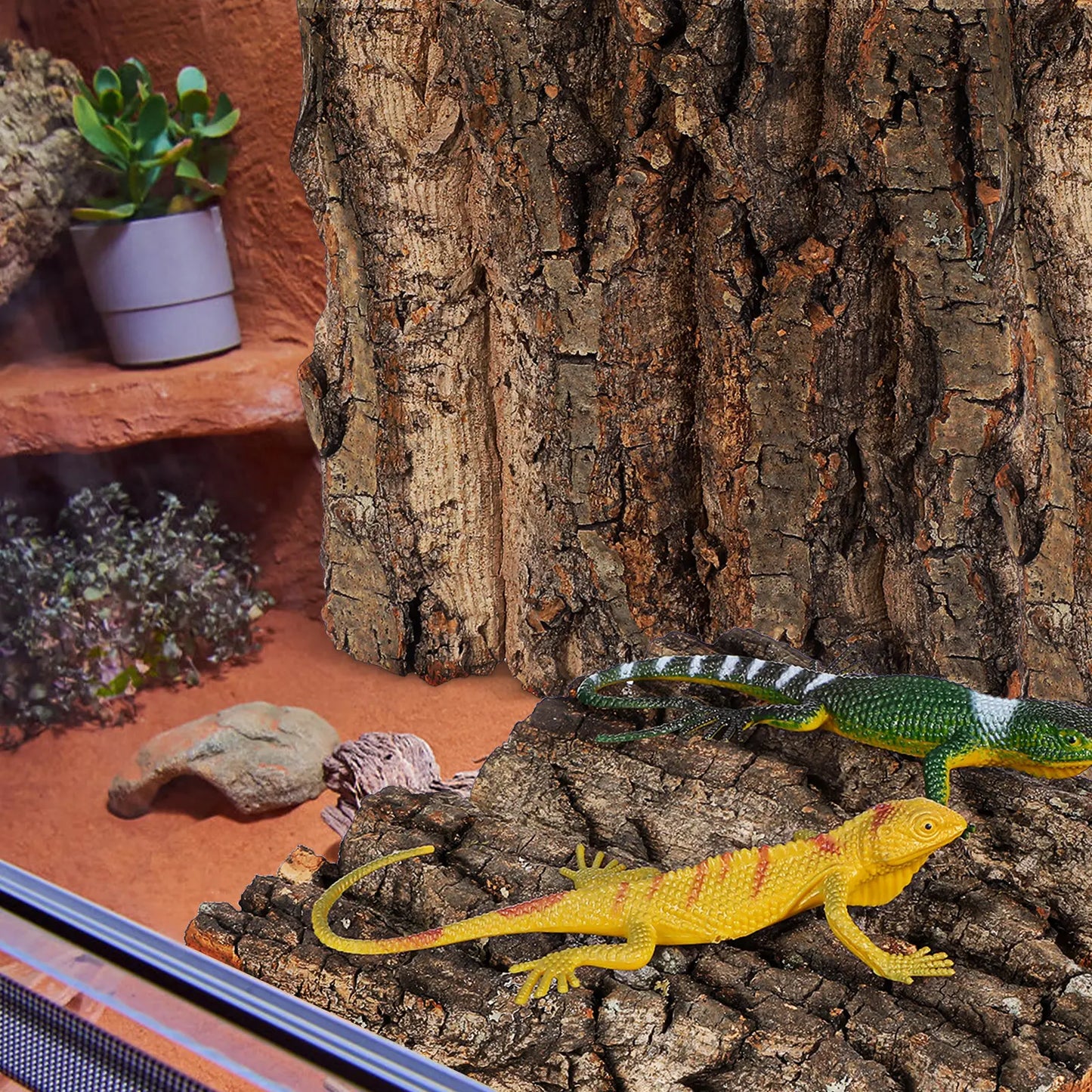 4 Piezas de Corteza de Corcho Segura para Acuario - Decoración de Fondo para Terrario de Lagartos y Geckos