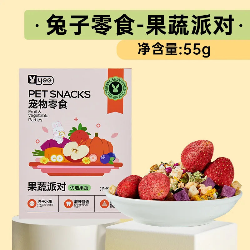 Snacks Liofilizados YEE de Frutas y Verduras para Conejos, Cobayas y Chinchillas