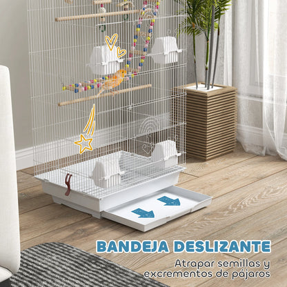 Pawhut Pajarera 🕊️ – Múltiples Puertas, Comederos, Perchas y Columpio (46x36x100 cm)