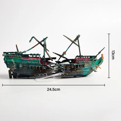 Barco Pirata Naufragado ⚓ – Decoración de Resina para Acuario