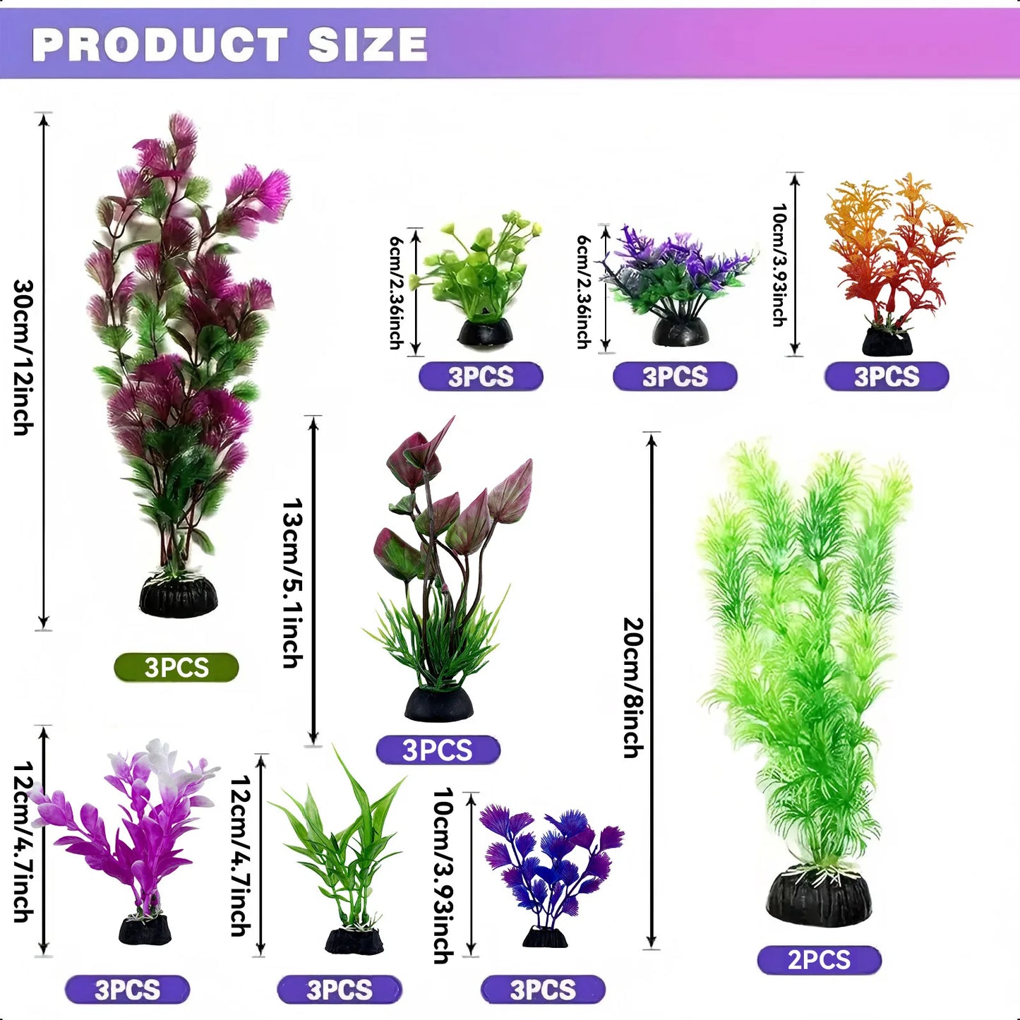 25/26 Uds. Plantas Artificiales para Acuario - Decoración de Hierbas Acuáticas