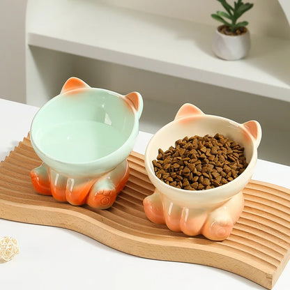 Cuenco de Cerámica Degradado 🎨 – Bowl Alto con Boca Inclinada para Gatos
