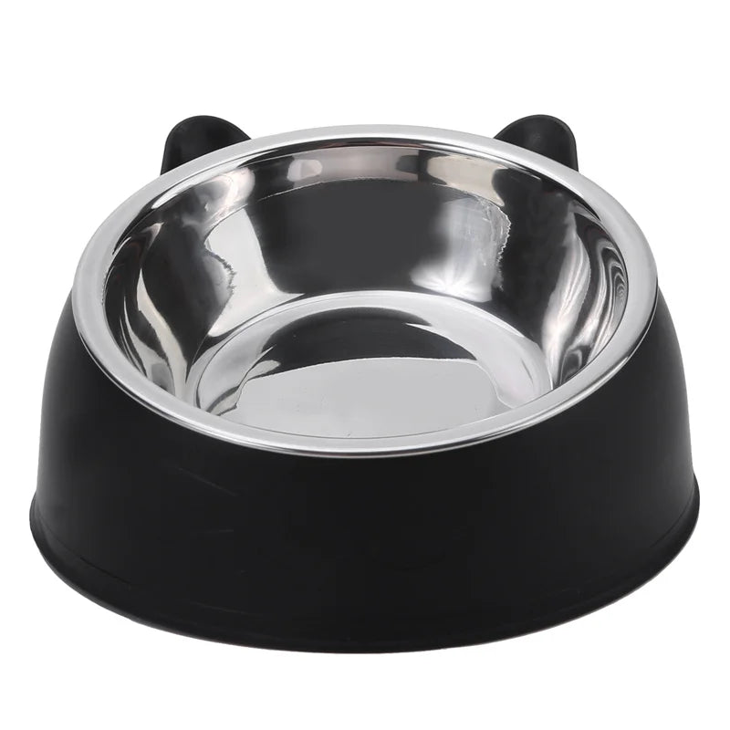 Cuenco de Acero Inoxidable con Base Antideslizante para Gatos - Bowl Elevado 15° Protección Cervical