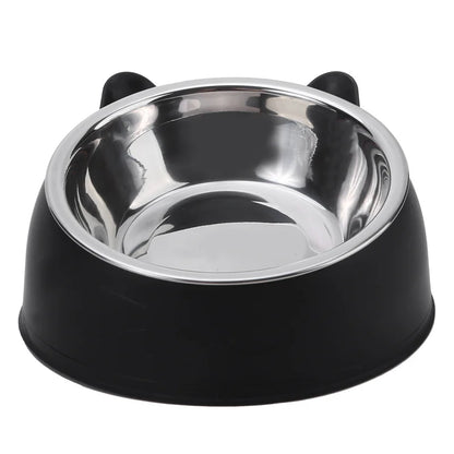 Cuenco de Acero Inoxidable Antideslizante 🥣 – Bowl Elevado 15° con Protección Cervical