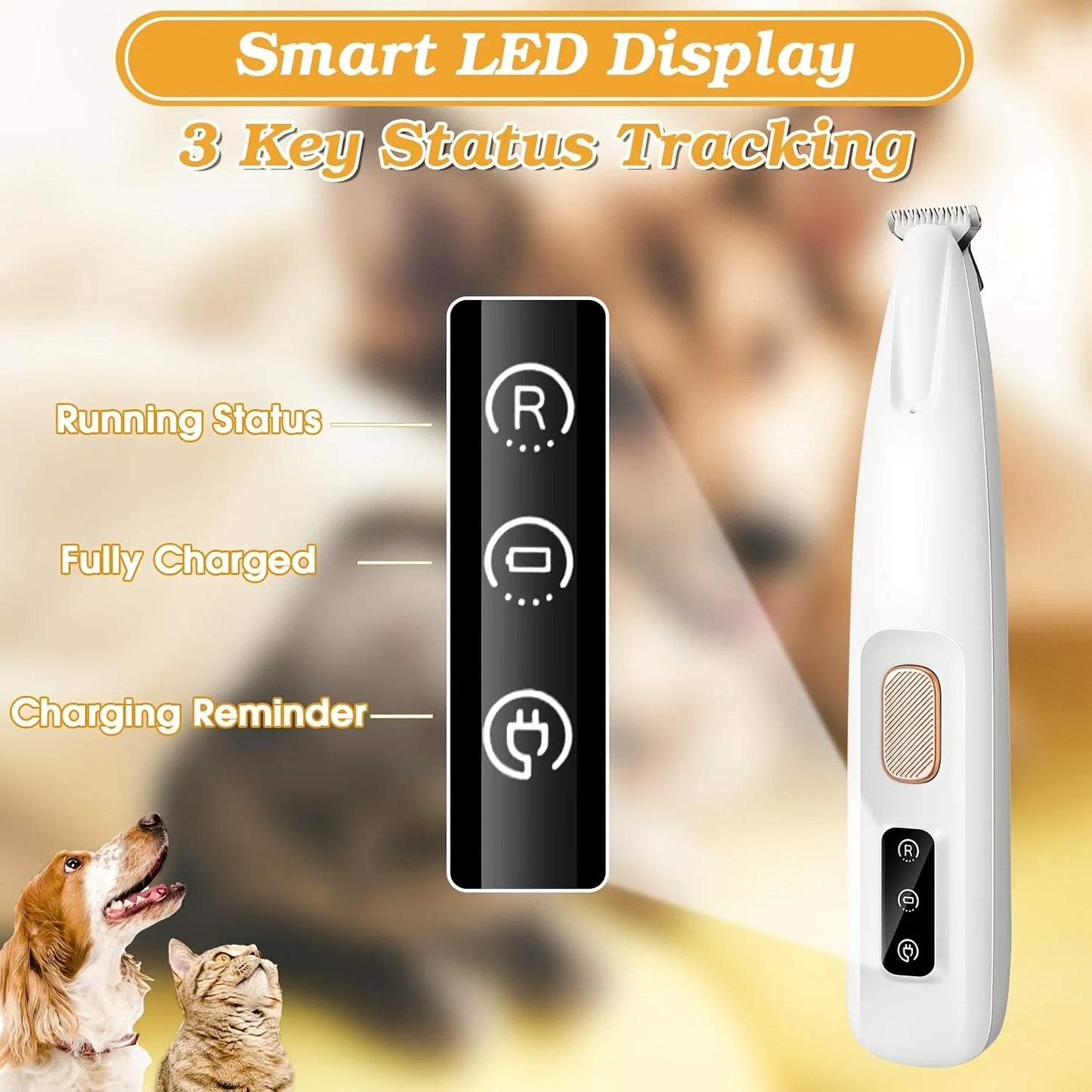 Maquinilla Eléctrica de Aseo para Perros y Gatos - Cortapelos con Luz LED