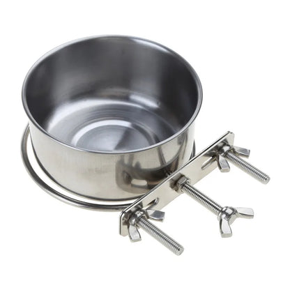 Cuenco Colgante de Acero Inoxidable 🥣 – Comedero y Bebedero para Jaulas de Gatos y Perros Pequeños