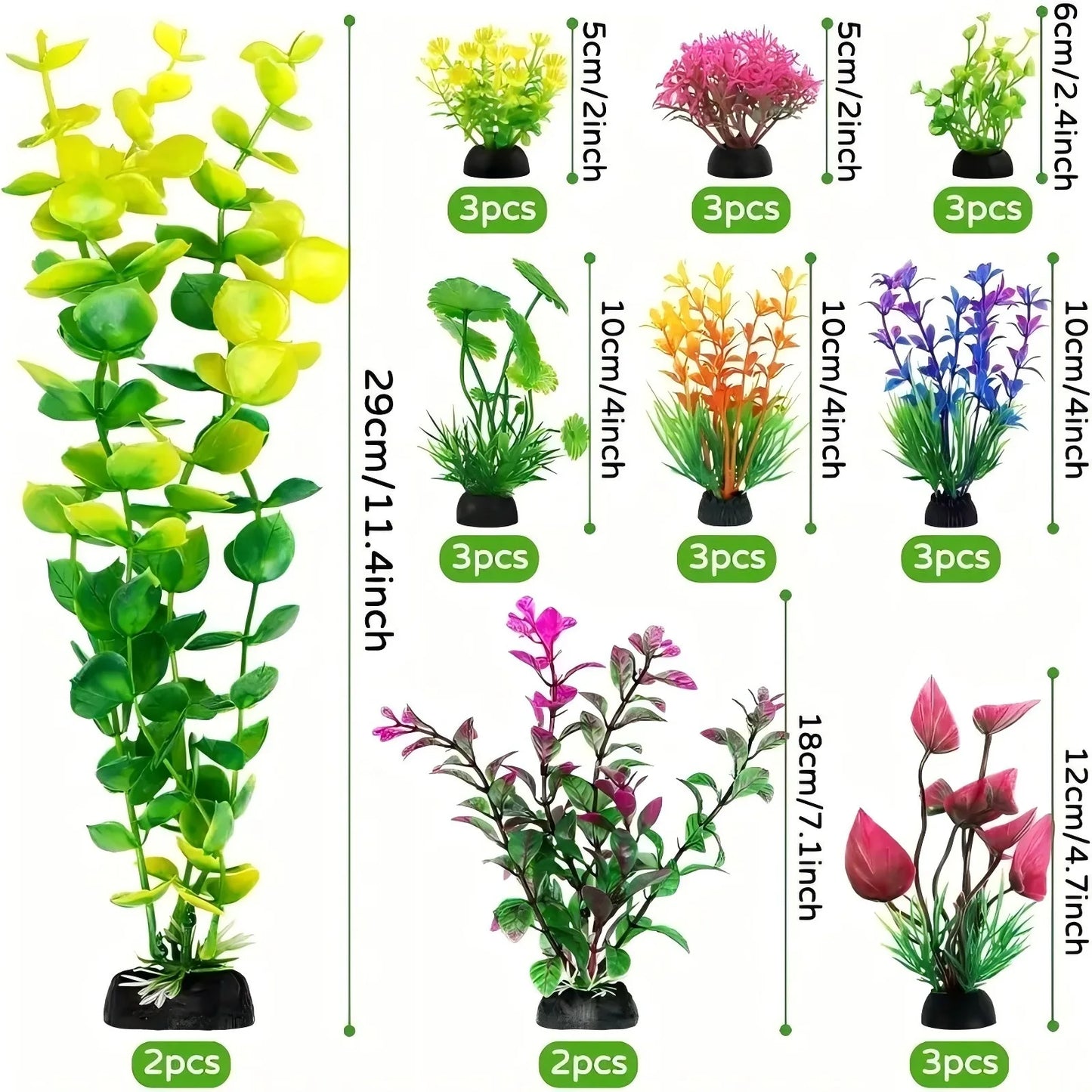 25/26 Uds. Plantas Artificiales para Acuario - Decoración de Hierbas Acuáticas