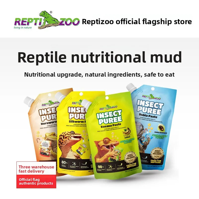 Reptizoo - Pasta de Insectos y Fruta para Reptiles - Gel Nutricional Completo para Geckos Crestados, Dragones Barbudos y Escincos