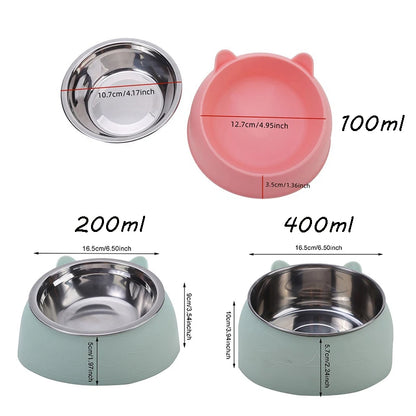 Cuenco de Acero Inoxidable Antideslizante 🥣 – Bowl Elevado 15° con Protección Cervical
